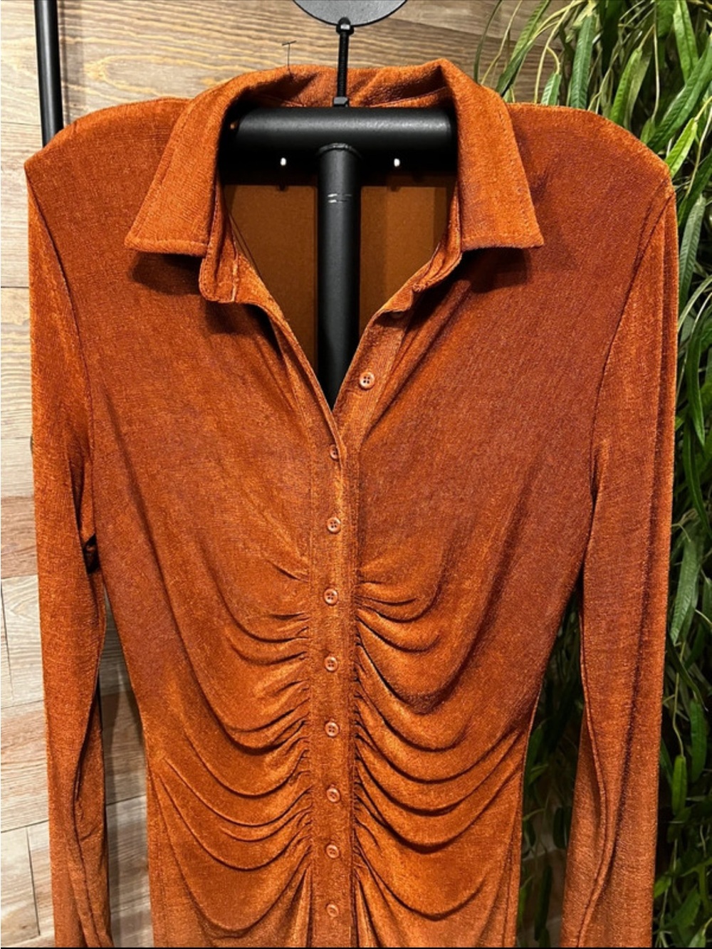 Fashion Nova rust ruched maxi dress. XL - Picture 2 of 5